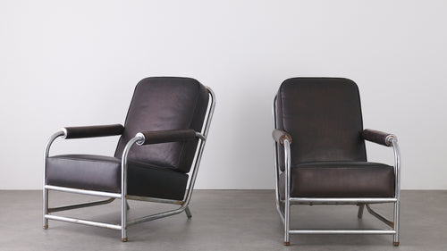 PAIR OF CHROMED ARMCHAIRS IN THE STYLE OF DONALD DESKEY FOR LLOYD